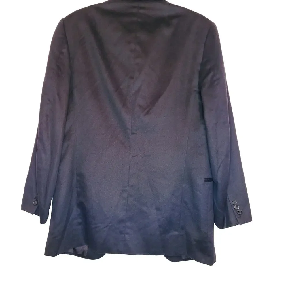 Donna Karan mens black 100% cashmere three button blazer jacket size 40 Long